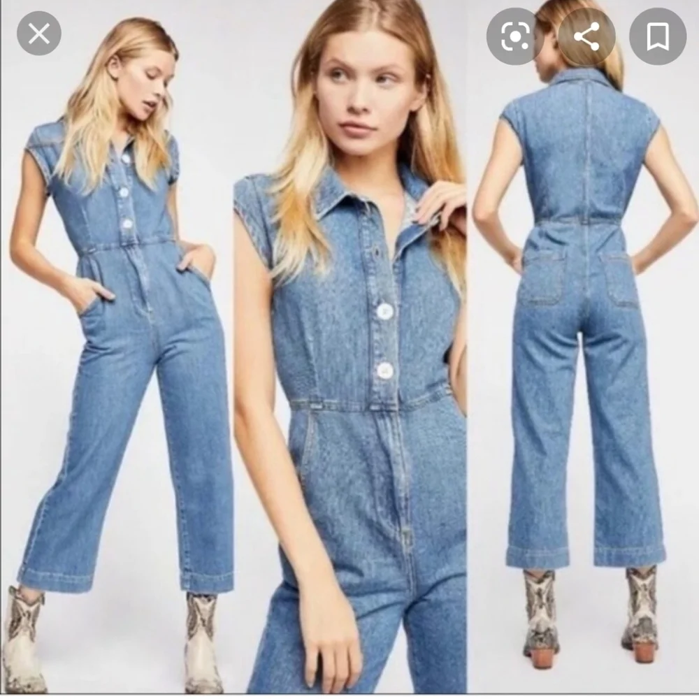 Free People Unchained Melody denim jumpsu…